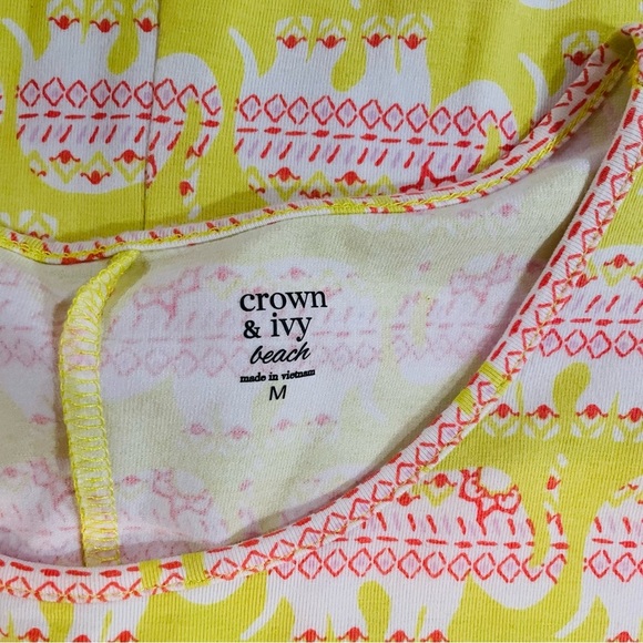 Women’s crown & ivy beach Yellow, Red and Pink Elephant Print Dress/Coverup Sz M - Picture 3 of 3